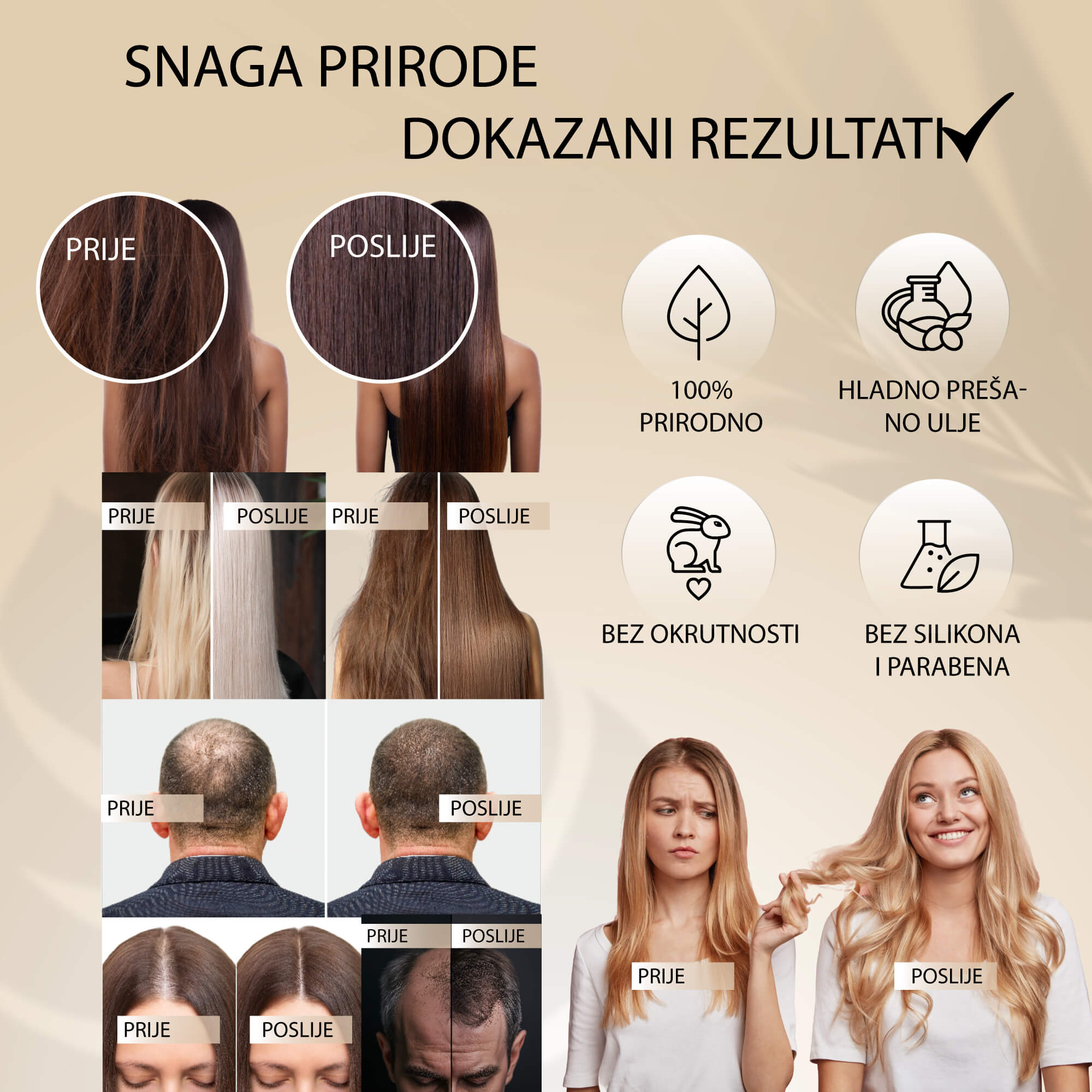 Gusta i njegovana kosa kao rezultat primjene Hair Angel ulja.